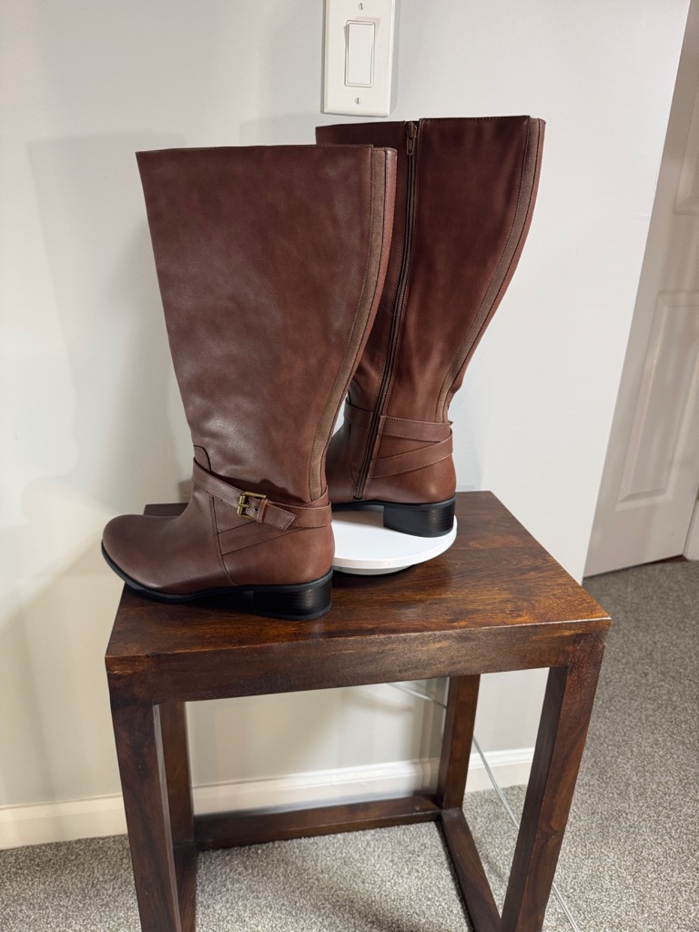 Time and Tru Tall Brown Riding Boots with Side Zip - Picture 9 of 9